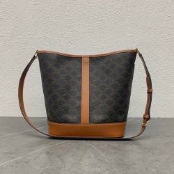 CELINE MEDIUM BUCKET IN TRIOMPHE CANVAS AND CALFSKIN 191132