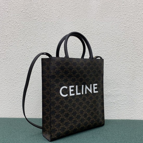 CELINE SMALL CABAS VERTICAL IN TRIOMPHE CANVAS AND CALFSKIN 191542