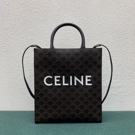 CELINE SMALL CABAS VERTICAL IN TRIOMPHE CANVAS AND CALFSKIN 191542