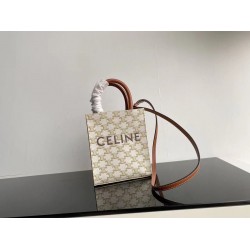 CELINE MINI VERTICAL CABAS IN TRIOMPHE CANVAS AND CALFSKIN WITH CELINE PRINT 194372