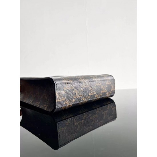 CELINE MINI VERTICAL CABAS IN TRIOMPHE CANVAS AND CALFSKIN WITH CELINE PRINT 194372