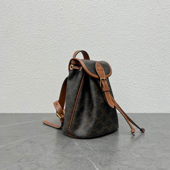 CELINE MINI BACKPACK FOLCO IN TRIOMPHE CANVAS AND CALFSKIN 197662