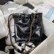 CHANEL 22 MINI HANDBAG Shiny Grained Calfskin, Gold-Tone Black AS3980