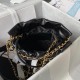 CHANEL 22 MINI HANDBAG Shiny Grained Calfskin, Gold-Tone Black AS3980