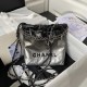 CHANEL 22 MINI HANDBAG Metallic Shaded Calfskin & Silver-Tone Metal Black & Silver AS3980