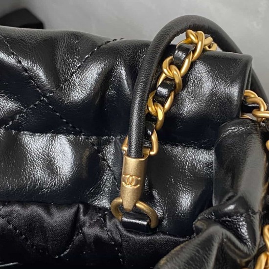 CHANEL 22 MINI HANDBAG Shiny Grained Calfskin, Gold-Tone & Pearl Black AS3980