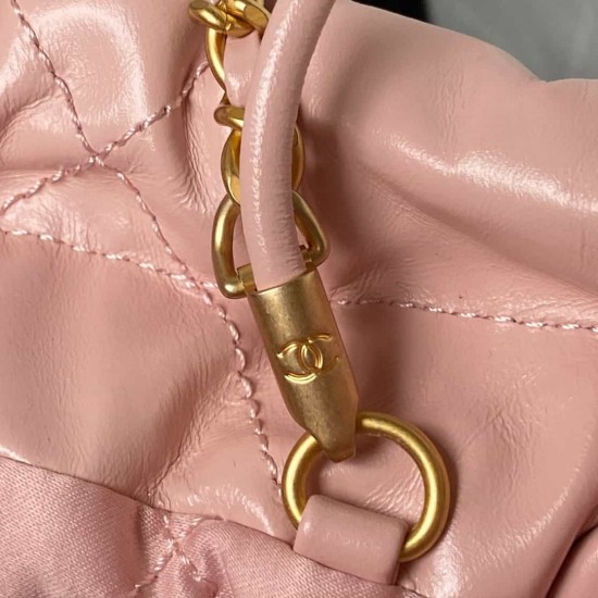 CHANEL 22 MINI HANDBAG Calfskin, Gold-Tone Pink AS3980