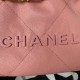 CHANEL 22 MINI HANDBAG Shiny Grained Calfskin, Gold-Tone & Lacquered Pink AS3980