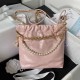 CHANEL 22 MINI HANDBAG Shiny Grained Calfskin, Gold-Tone & Pearl Pink AS3980