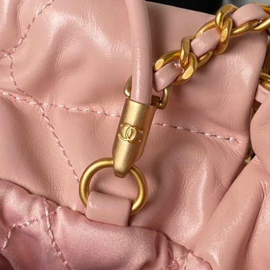 CHANEL 22 MINI HANDBAG Shiny Grained Calfskin, Gold-Tone & Pearl Pink AS3980