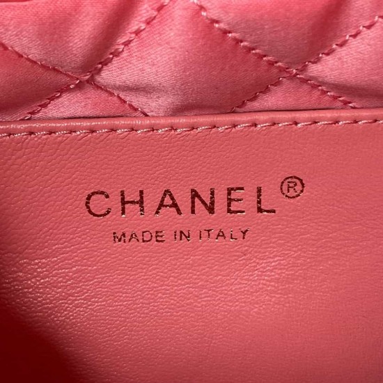 CHANEL 22 MINI HANDBAG Calfskin, Gold-Tone Coral Pink  AS3980