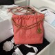 CHANEL 22 MINI HANDBAG Shiny Grained Calfskin, Gold-Tone & Lacquered Coral Pink AS3980