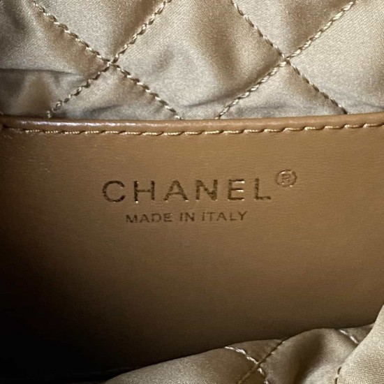 CHANEL 22 MINI HANDBAG Calfskin, Gold-Tone Brown AS3980