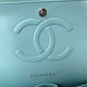 CHANEL CLASSIC FLAP HANDBAG Grained Calfskin & Silver-Tone Metal Blue A01112 