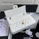 CHANEL CLASSIC FLAP HANDBAG Lambskin & Gold-Tone Metal White A01112 