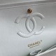 CHANEL CLASSIC FLAP HANDBAG Lambskin & Gold-Tone Metal White A01112 