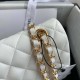 CHANEL CLASSIC FLAP HANDBAG Lambskin & Gold-Tone Metal White A01112 