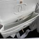 CHANEL CLASSIC FLAP HANDBAG Grained Calfskin & Gold-Tone Metal White A01112 