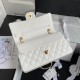 CHANEL CLASSIC FLAP HANDBAG Grained Calfskin & Gold-Tone Metal White A01112 