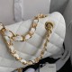 CHANEL CLASSIC FLAP HANDBAG Grained Calfskin & Gold-Tone Metal White A01112 