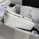 CHANEL CLASSIC FLAP HANDBAG Grained Calfskin & Silver-Tone Metal White A01112 