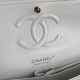 CHANEL CLASSIC FLAP HANDBAG Grained Calfskin & Silver-Tone Metal White A01112 