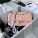 CHANEL CLASSIC FLAP HANDBAG Grained Calfskin & Silver-Tone Metal Pink A01112 