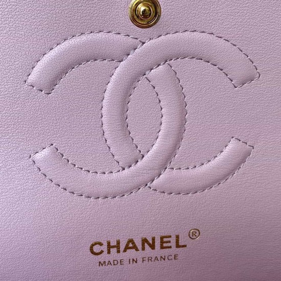 CHANEL CLASSIC FLAP HANDBAG Lambskin & Gold-Tone Metal Pink A01112 