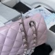 CHANEL CLASSIC FLAP HANDBAG Lambskin & Silver-Tone Metal Pink A01112 