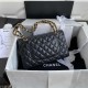 CHANEL CLASSIC FLAP HANDBAG Lambskin & Gold-Tone Metal Black A01112 