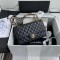 CHANEL CLASSIC FLAP HANDBAG Grained Calfskin & Gold-Tone Metal Black A01112 