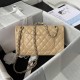 CHANEL CLASSIC FLAP HANDBAG Lambskin & Silver-Tone Metal Apricot A01112 