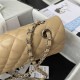 CHANEL CLASSIC FLAP HANDBAG Lambskin & Silver-Tone Metal Apricot A01112 