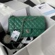 CHANEL CLASSIC FLAP HANDBAG Lambskin & Silver-Tone Metal Green A01112 