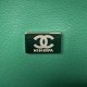 CHANEL CLASSIC FLAP HANDBAG Lambskin & Silver-Tone Metal Green A01112 