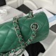 CHANEL CLASSIC FLAP HANDBAG Lambskin & Silver-Tone Metal Green A01112 