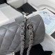 CHANEL CLASSIC FLAP HANDBAG Lambskin & Silver-Tone Metal Grey A01112 