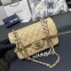 CHANEL SMALL CLASSIC FLAP HANDBAG Lambskin & Silver-Tone Metal Yellow A01113