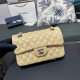 CHANEL SMALL CLASSIC FLAP HANDBAG Lambskin & Silver-Tone Metal Yellow A01113