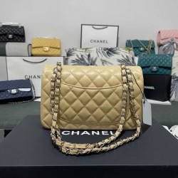 CHANEL SMALL CLASSIC FLAP HANDBAG Lambskin & Silver-Tone Metal Yellow A01113