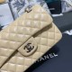 CHANEL SMALL CLASSIC FLAP HANDBAG Lambskin & Silver-Tone Metal Yellow A01113