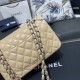 CHANEL SMALL CLASSIC FLAP HANDBAG Lambskin & Silver-Tone Metal Yellow A01113