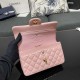 CHANEL SMALL CLASSIC FLAP HANDBAG Lambskin & Gold-Tone Metal Pink A01113