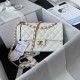 CHANEL SMALL CLASSIC FLAP HANDBAG Lambskin & Gold-Tone Metal White A01113