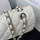 CHANEL SMALL CLASSIC FLAP HANDBAG Lambskin & Silver-Tone Metal White A01113