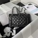 CHANEL SMALL CLASSIC FLAP HANDBAG Lambskin & Silver-Tone Metal Black A01113