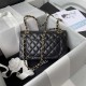 CHANEL SMALL CLASSIC FLAP HANDBAG Lambskin & Gold-Tone Metal Black A01113