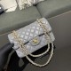 CHANEL SMALL CLASSIC FLAP HANDBAG Lambskin & Gold-Tone Metal Grey A01113