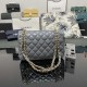 CHANEL SMALL CLASSIC FLAP HANDBAG Lambskin & Gold-Tone Metal Grey A01113