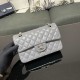 CHANEL SMALL CLASSIC FLAP HANDBAG Lambskin & Silver-Tone Metal Grey A01113